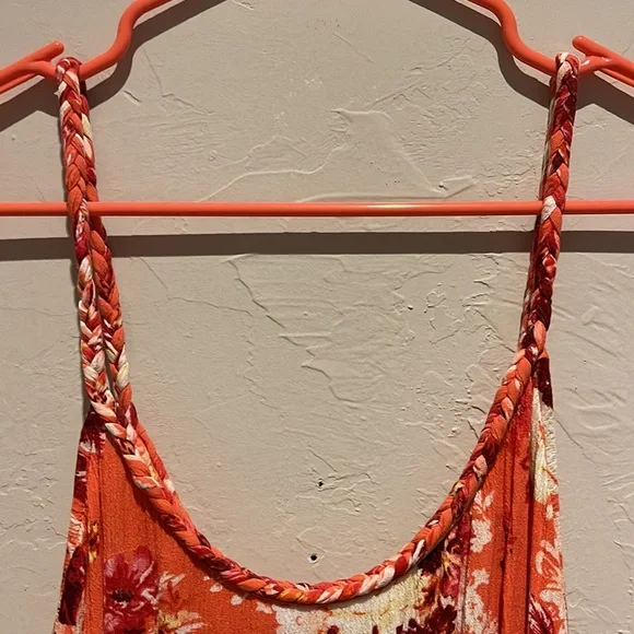 Torrid orange floral braided tank top size 2 - Picture 2 of 7
